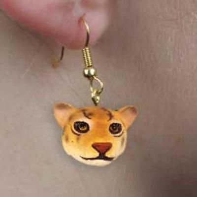 Animal Wildlife JAGUAR Head Resin Dangle Earrings...Clearance Priced