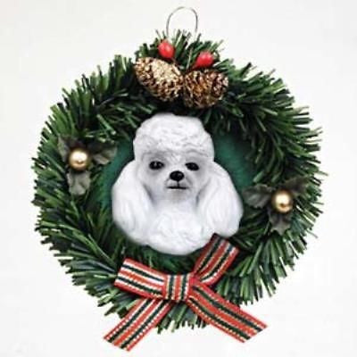 Wreath Xmas Ornament POODLE WHITE Dog Christmas Ornament RETIRED