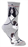 Adult Socks SPRINGER SPANIEL Dog Breed Gray size Medium Made in USA