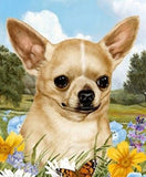 Outdoor Small Flag Chihuahua Dog Summer Flowers Garden Flag