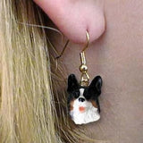 Dangle Style WELSH CORGI TRI Dog Head Resin Earrings Jewelry...Clearance Priced