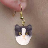 Cute Feline B/W SHORTHAIR CAT Resin Dangle Earrings...Clearance Priced
