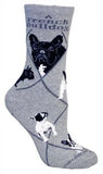 Adult Socks FRENCH BULLDOG Dog Breed Gray size Medium Made in USA