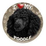 Round Car Magnet POODLE BLACK Dog Flexible Vinyl...Clearance Priced