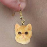 Cute Feline TABBY ORANGE SHORTHAIR CAT Dangle Earrings...Clearance Priced