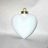 Craft Supply Blank White China PUFFED HEART Christmas Ornament lot of 2