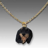 Dog on Chain DACHSHUND LONGHAIR BLACK Resin Dog Necklace...Clearance Priced
