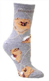 Adult Socks POMERANIAN Dog Breed Gray size Medium Made in USA