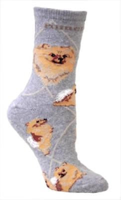 Adult Socks POMERANIAN Dog Breed Gray size Medium Made in USA