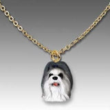 Dog on Chain SHIH TZU GRAY Resin Dog Necklace Pendant...Clearance Priced