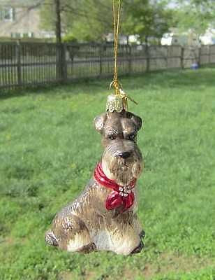 Quality Glass SCHNAUZER III Blown Glass Dog Breed Christmas Ornament