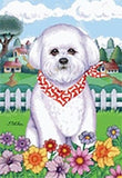 Outdoor Garden Flag Bichon Friese Dog Breed Spring Colors Small Flag made USA
