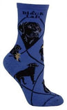 Adult Socks LAB RETRIEVER BLACK Dog Breed Blue size Medium Made in USA