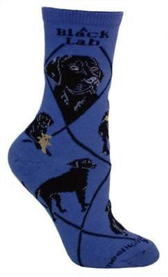 Adult Socks LAB RETRIEVER BLACK Dog Breed Blue size Medium Made in USA