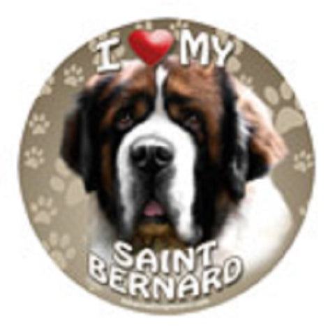 Round Car Magnet SAINT BERNARD Dog Flexible Vinyl...Clearance Priced
