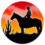 Vinyl SUNSET COWBOY Horse Round Car/Truck Magnet...Clearance Priced