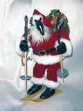 Horse Holiday Large Skiing BLACK HORSE Santa w/Sack 12"