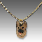 Dog on Chain GERMAN SHEPHERD Resin Dog Necklace Jewelry Pendant...Clearance Priced
