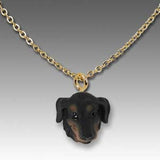 Dog on Chain DACHSHUND BLACK Resin Dog Necklace Jewelry Pendant...Clearance Priced