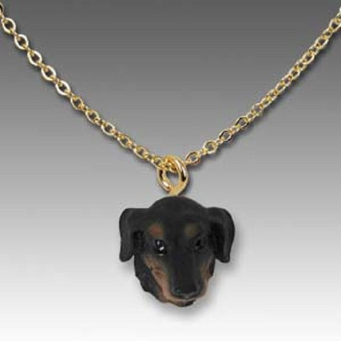 Dog on Chain DACHSHUND BLACK Resin Dog Necklace Jewelry Pendant...Clearance Priced