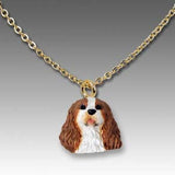 Dog on Chain CAVALIER KING CHARLES RED Resin Dog Necklace...Clearance Priced