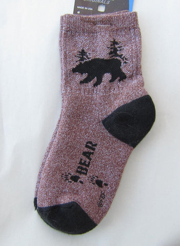 Wildlife Animal BEAR SILHOUETTE Maroon Adult Socks Medium 6-11