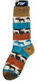 Wildlife Animal MOOSE MEGA STRIPE Adult Socks size Medium 6-11