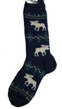Wildlife Animal MOOSE SILHOUETTE Navy Adult Cushion Socks Large 10-13