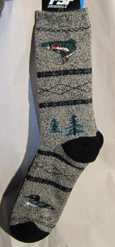 Great Outdoors UP NORTH Fishing Adult Socks Large 10-13