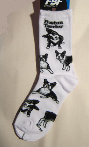 Adult Medium BOSTON TERRIER Dog Breed Poses Footwear Dog Socks 6-11