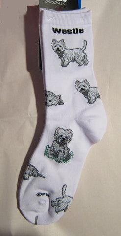 Adult Medium WESTHIGHLAND WESTIE Dog Breed Poses Footwear Dog Socks 6-11