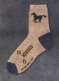 Horse Adult Cushioned Socks HORSES GREY size Medium made in USA