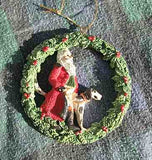 CLEARANCE...EQUESTRIAN SANTA in Wreath Horse Xmas Ornament