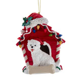 Cute WESTIE in Red Dog House Resin Christmas Ornament
