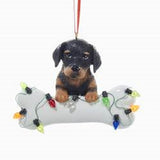 DogBone DOBERMAN w/Dog Bone Resin Christmas Ornament RETIRED