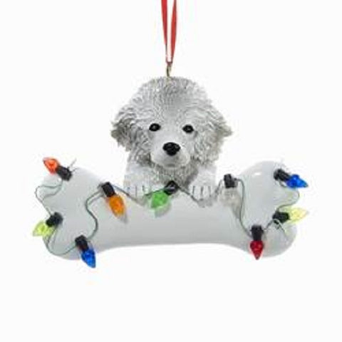 DogBone POODLE w/Dog Bone Resin Christmas Ornament RETIRED