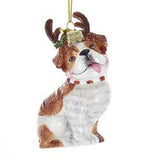 Glass Dog ENGLISH BULLDOG w/Antlers Christmas Ornament...Clearance Priced