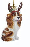 Glass Dog CAVALIER KING CHARLES RED w/Antlers Xmas Ornament...Clearance Priced