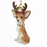 Glass Dog CHIHUAHUA w/Antlers Dog Breed Christmas Ornament...Clearance Priced