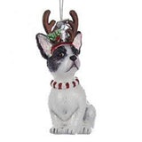 Glass Dog FRENCH BULLDOG w/Antlers Christmas Ornament...Clearance Priced