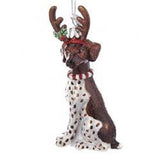 Glass Dog GERMAN SHORTHAIR w/Antlers Dog Breed Christmas Ornament