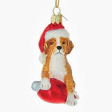 Glass Ornament BEAGLE w/Holiday Bulb Dog Christmas Ornament Retired