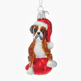 Glass Ornament BOXER w/Holiday Bulb Dog Christmas Ornament Retired
