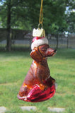 Glass Ornament DACHSHUND w/Holiday Bulb Dog Christmas Ornament Retired