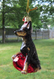 Glass Ornament DOBERMAN w/Holiday Bulb Dog Christmas Ornament Retired