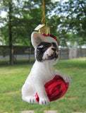 Glass Ornament FRENCH BULLDOG w/Holiday Bulb Dog Christmas Retired