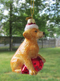 Glass Ornament GOLDEN RETRIEVER w/Holiday Bulb Dog Christmas Retired