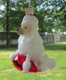 Glass Ornament POODLE w/Holiday Bulb Dog Christmas Ornament Retired