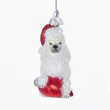 Glass Ornament POODLE w/Holiday Bulb Dog Christmas Ornament Retired