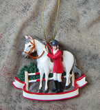 EQUESTRIAN Horse/Rider Resin Christmas Ornament set of 2...Clearance Priced
